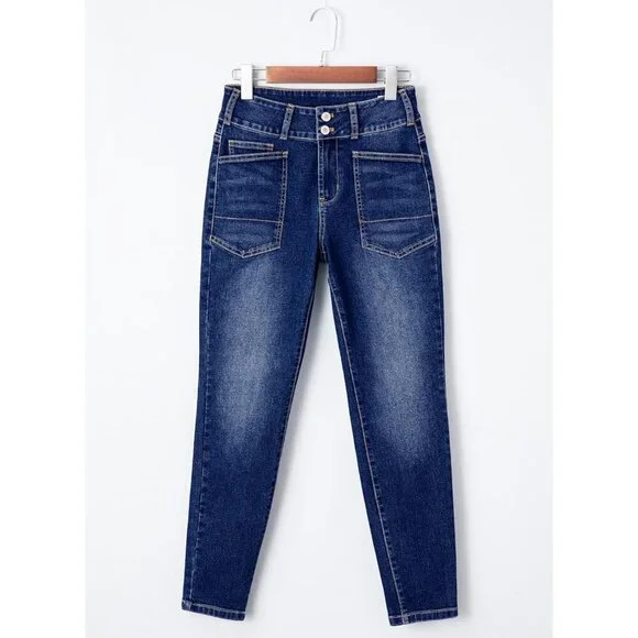 Women's High Waisted Skinny Jeans Stretch Denim Ankle Pants with Pockets